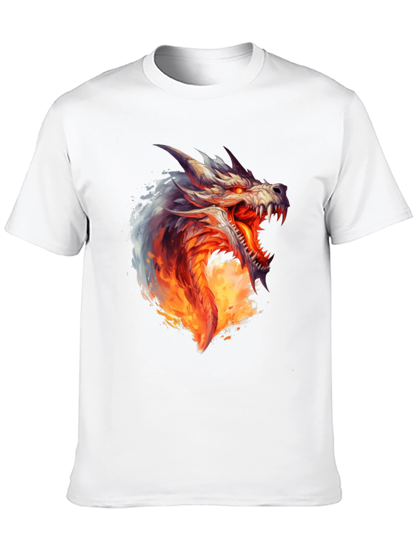 Fiery Dragon Graphic Print Black T-Shirt