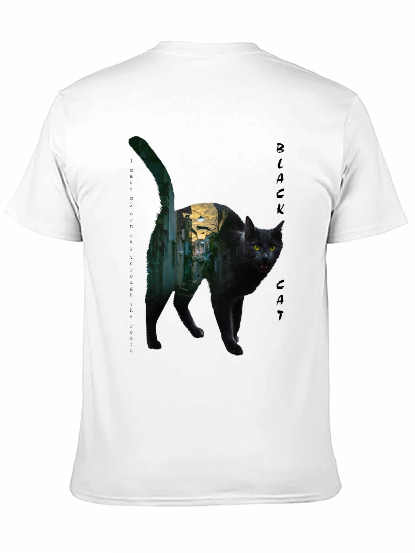 Black Cat Alley Graphic T-Shirt - Unique Streetwear