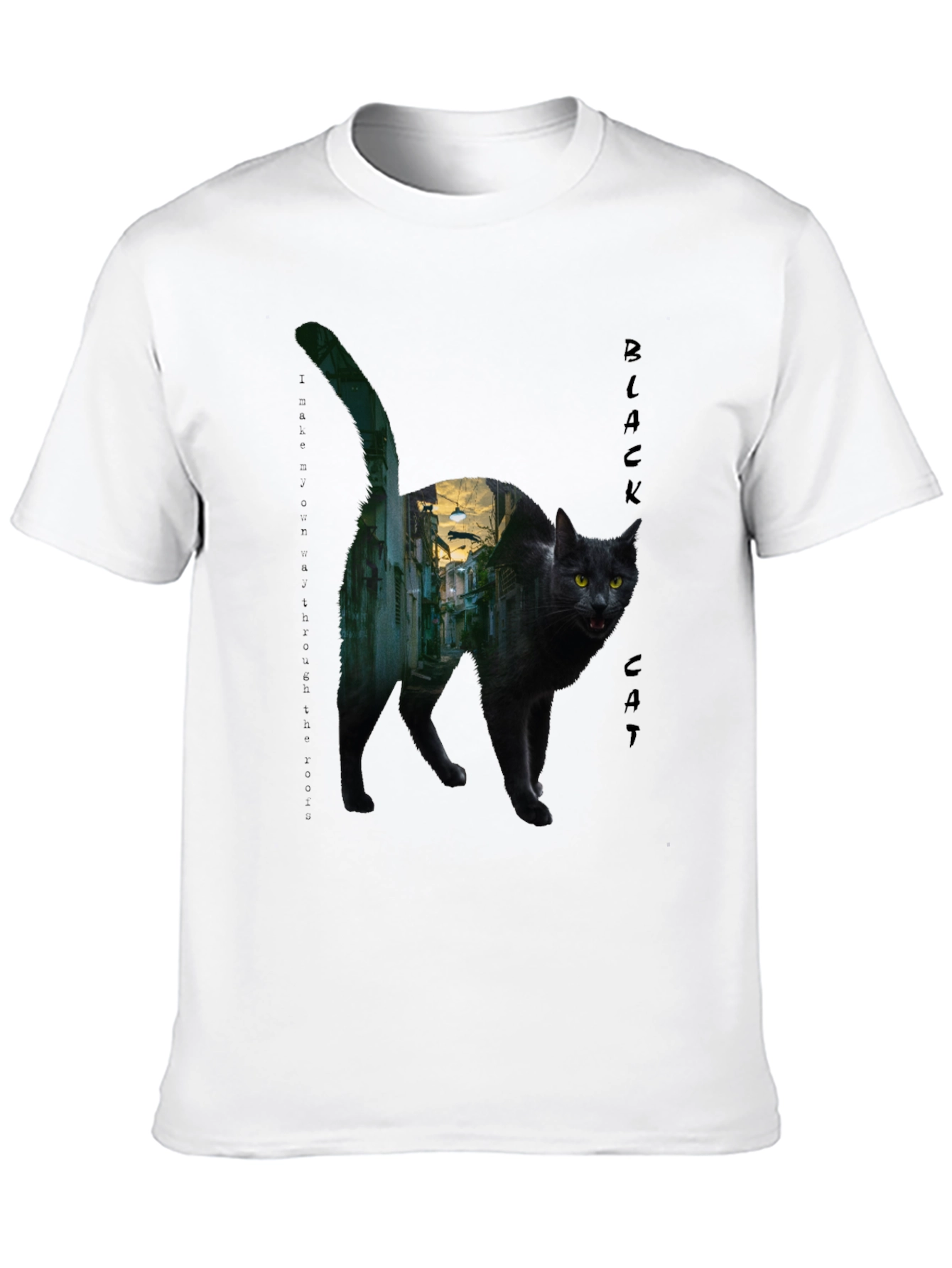 Black Cat Alley Graphic T-Shirt - Unique Streetwear