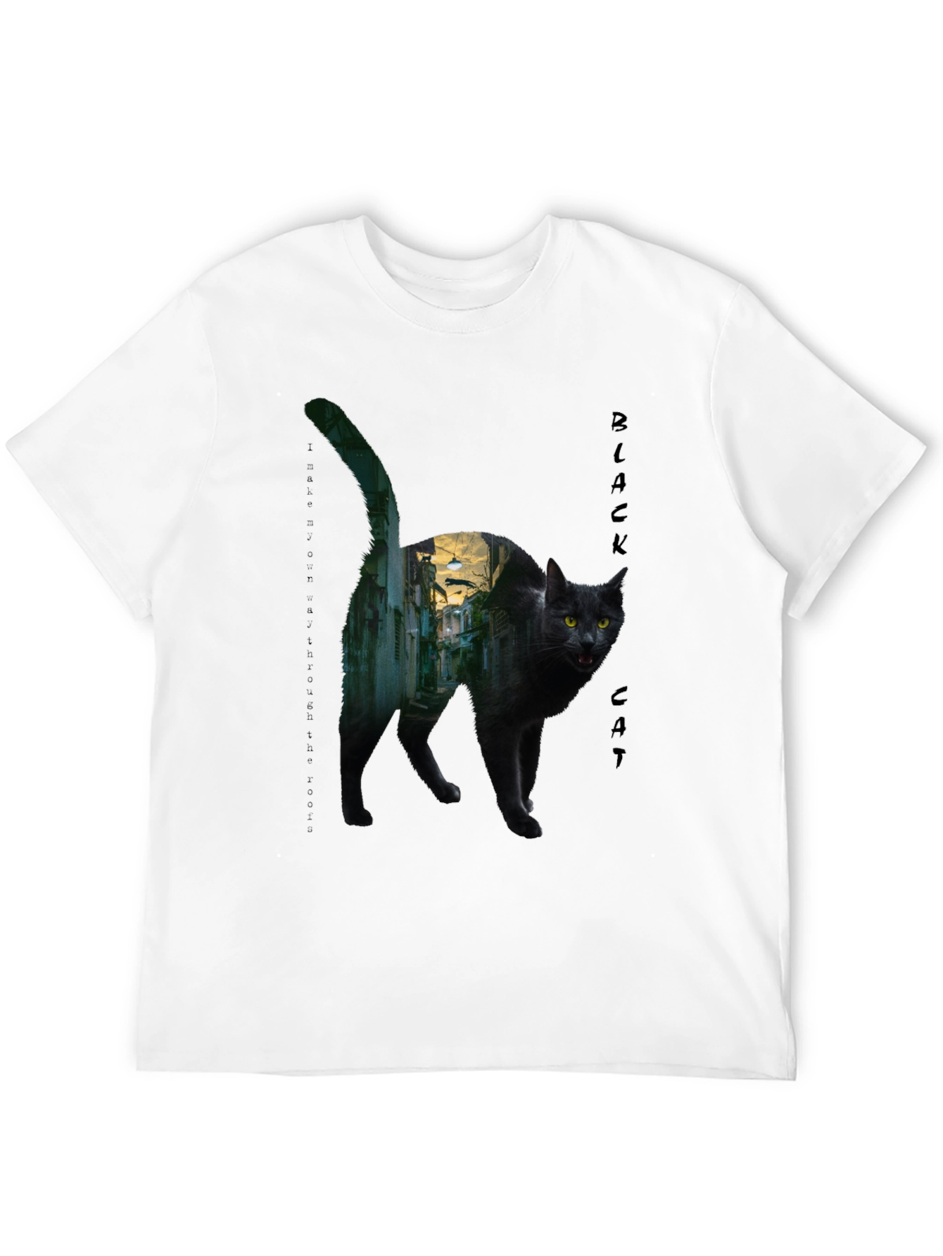 Black Cat Alley Graphic T-Shirt - Unique Streetwear