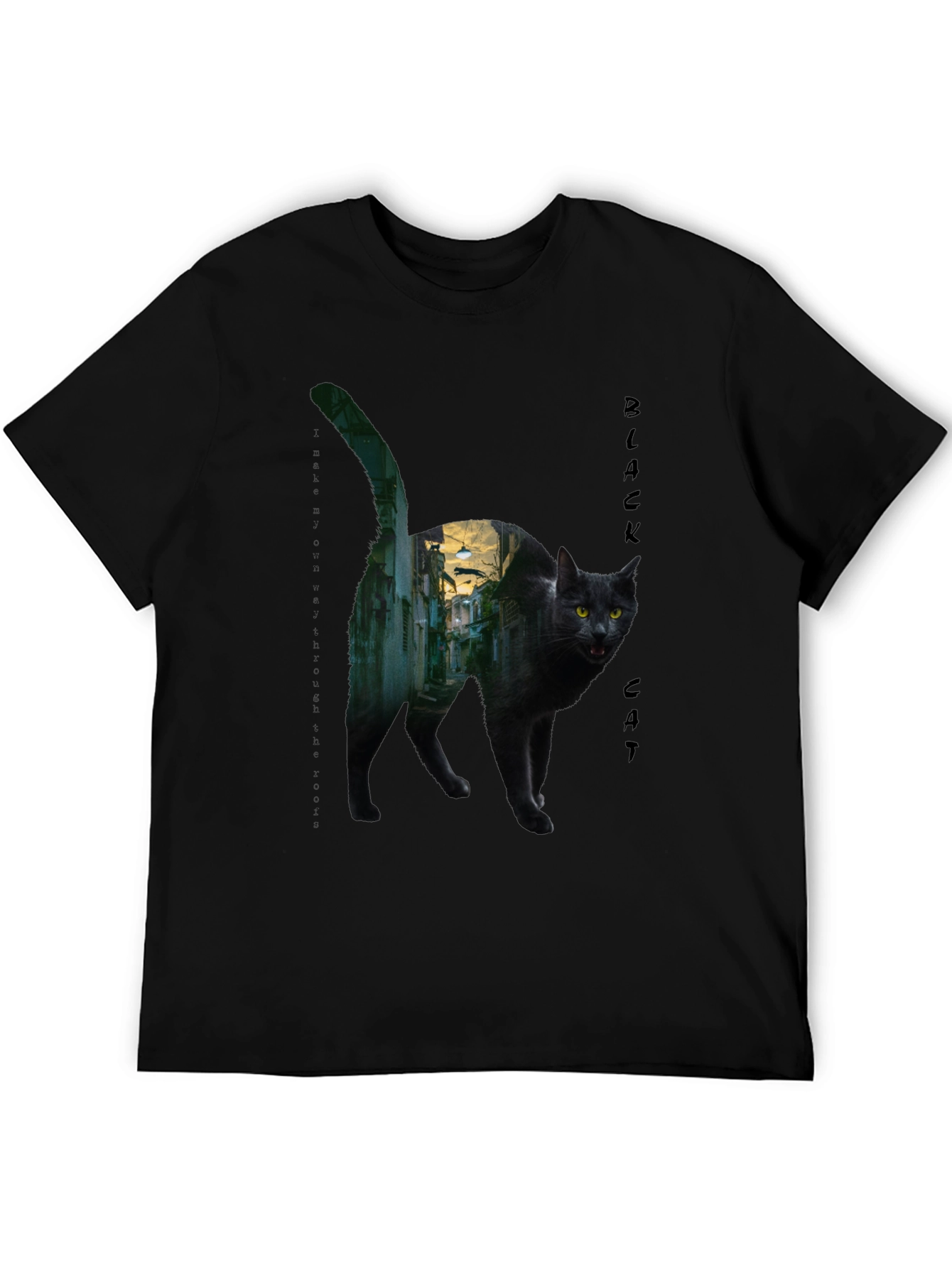 Black Cat Alley Graphic T-Shirt - Unique Streetwear