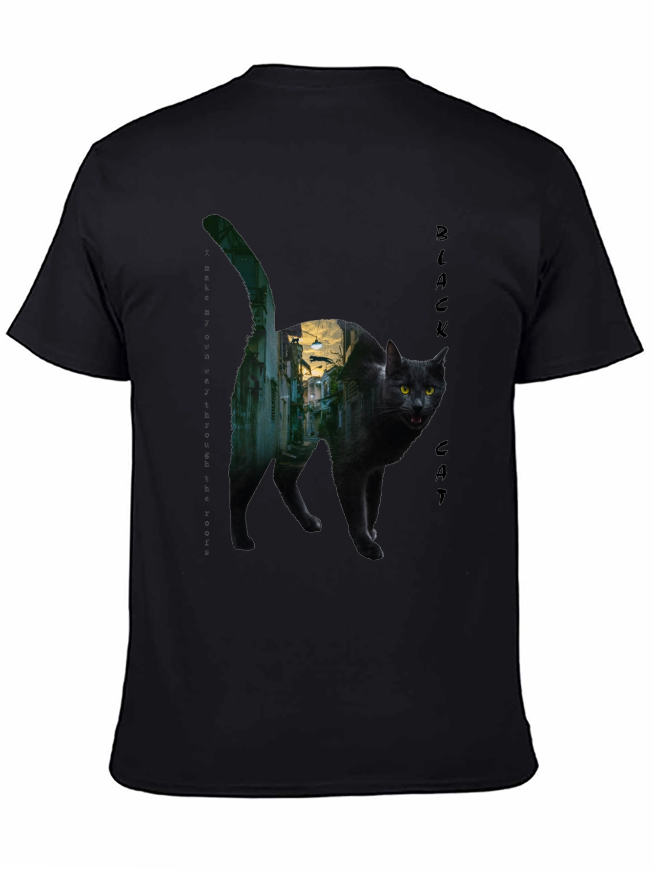 Black Cat Alley Graphic T-Shirt - Unique Streetwear