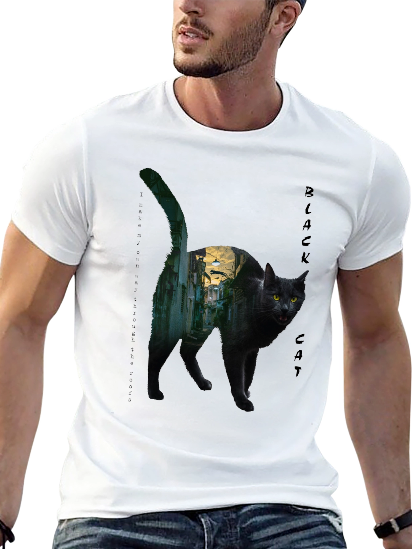 Black Cat Alley Graphic T-Shirt - Unique Streetwear