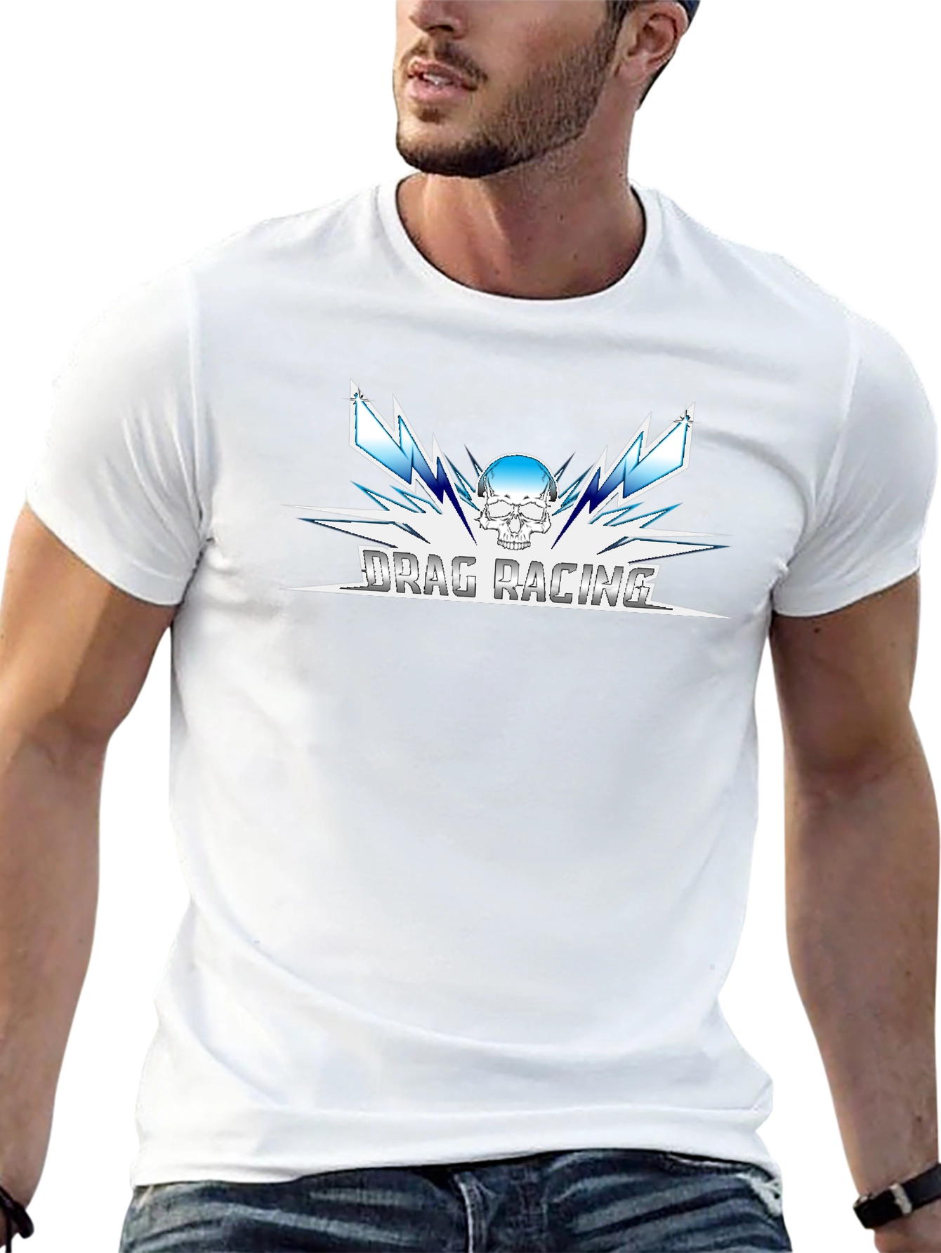 Drag Racing Skull Graphic Tee