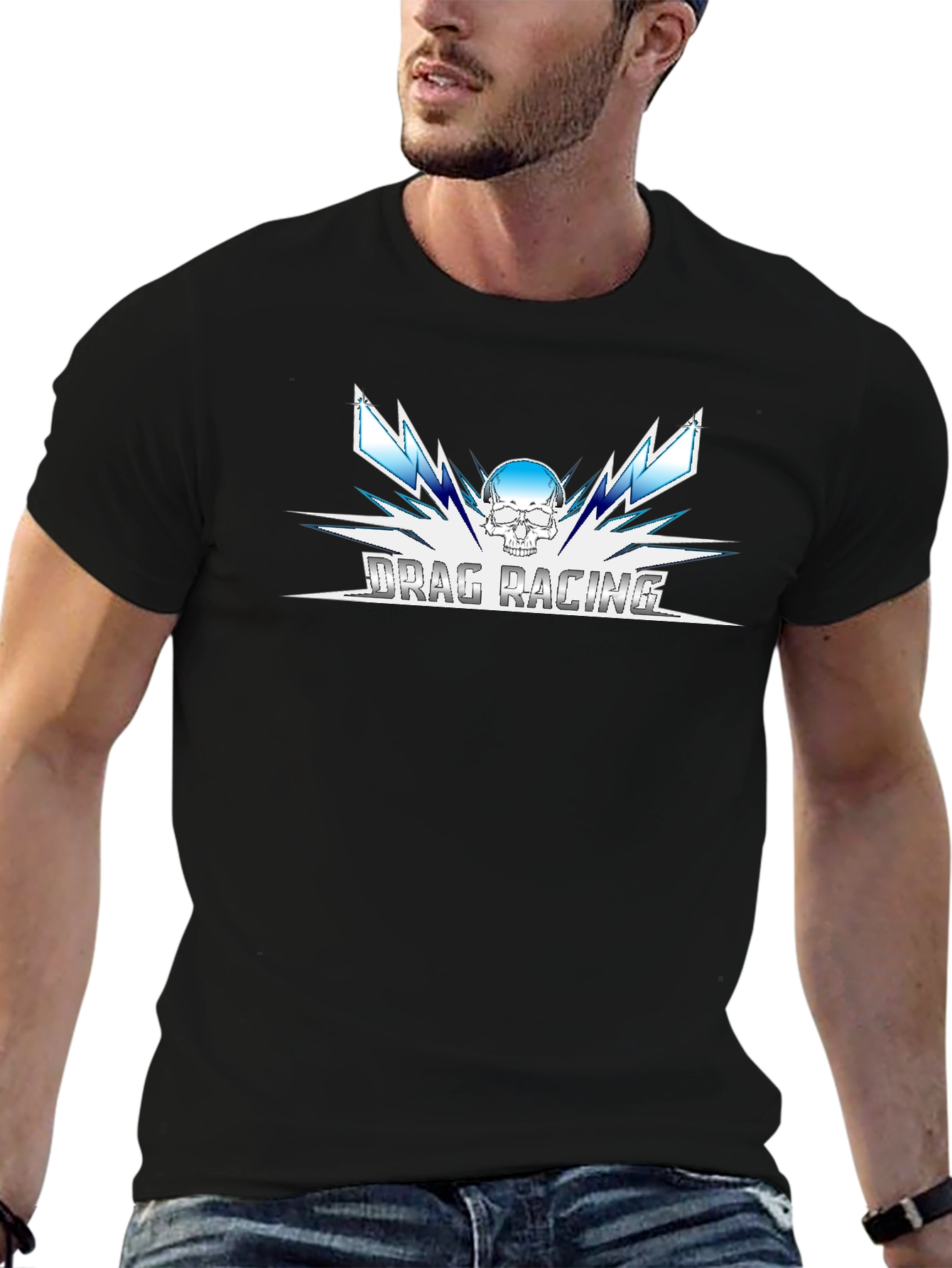 Drag Racing Skull Graphic Tee