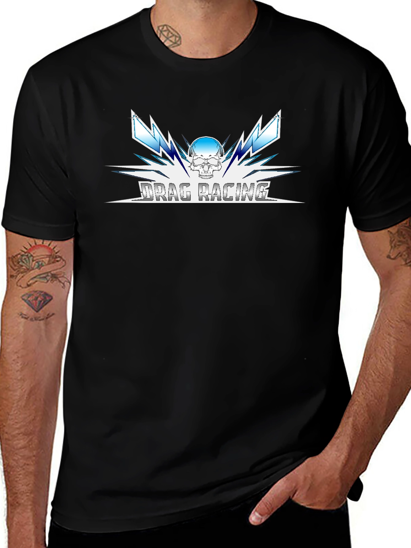 Drag Racing Skull Graphic Tee