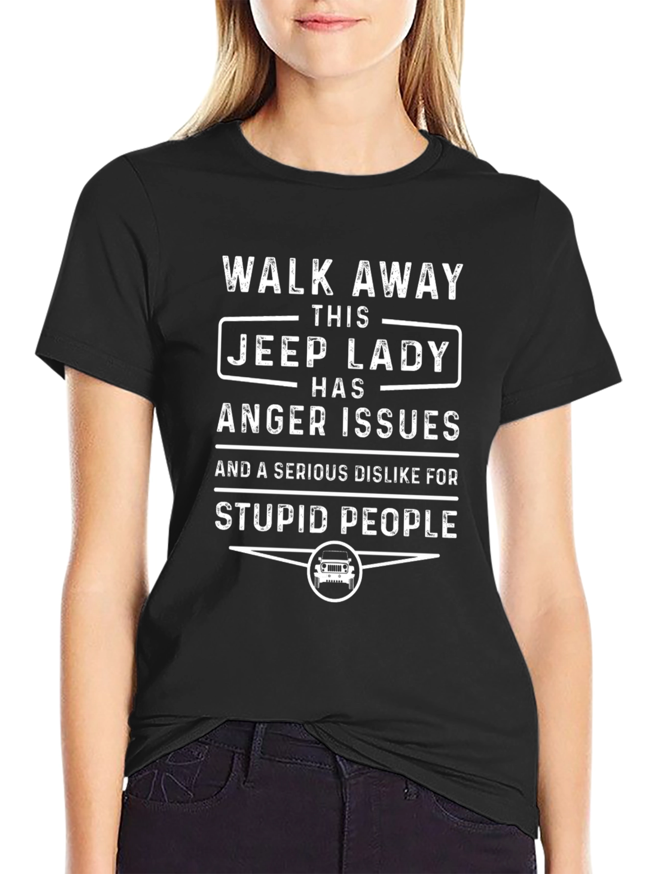 Jeep Lady Anger Issues Black T-Shirt