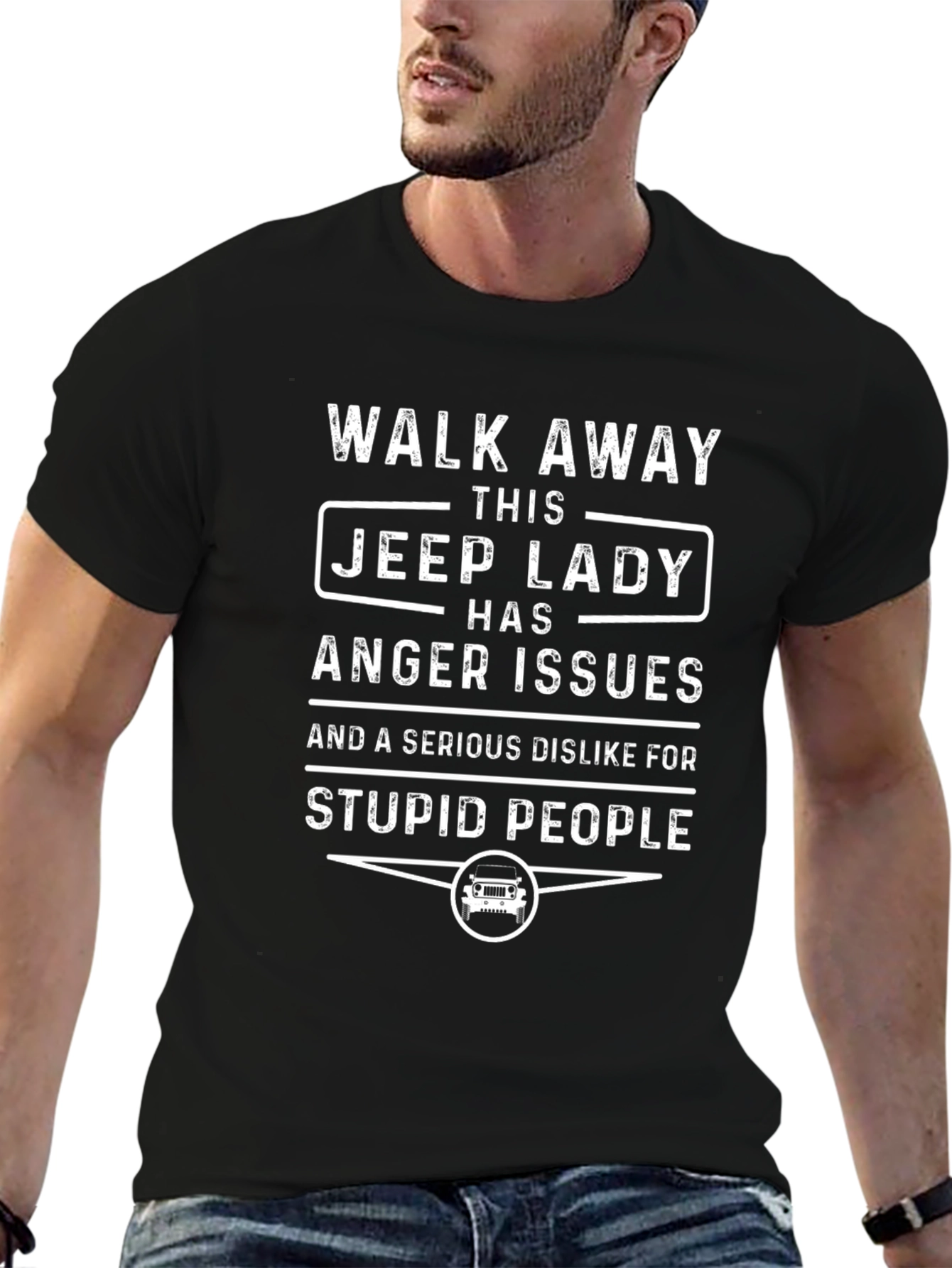 Jeep Lady Anger Issues Black T-Shirt