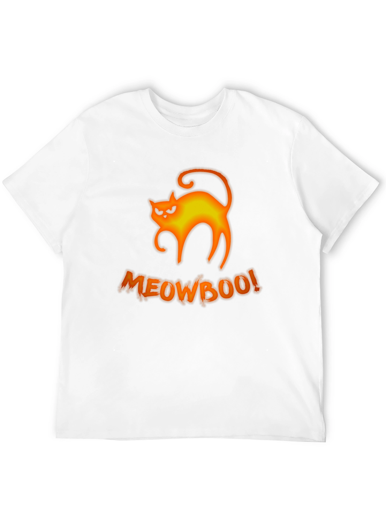 Halloween MeowBoo Cat Graphic Black T-Shirt