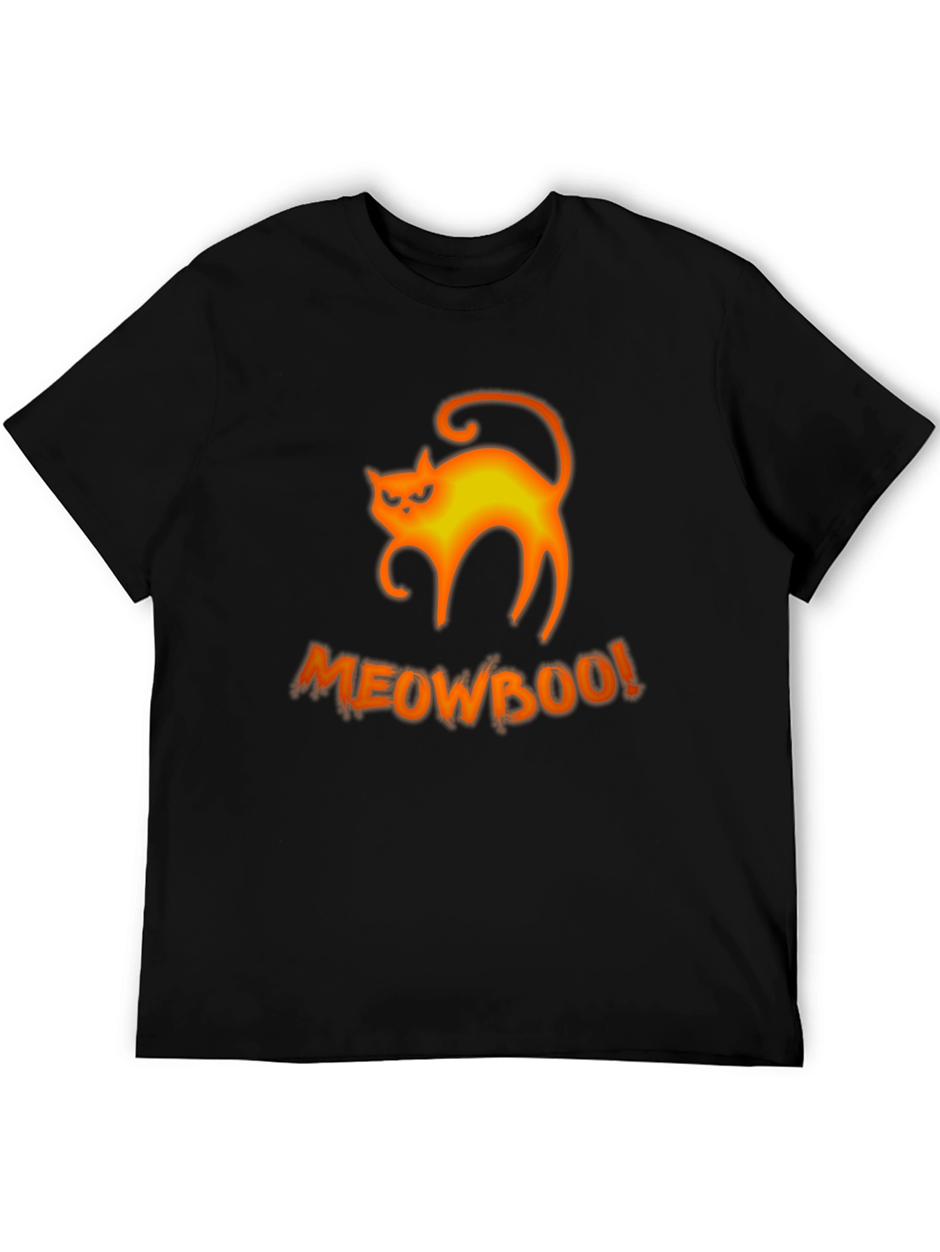 Halloween MeowBoo Cat Graphic Black T-Shirt