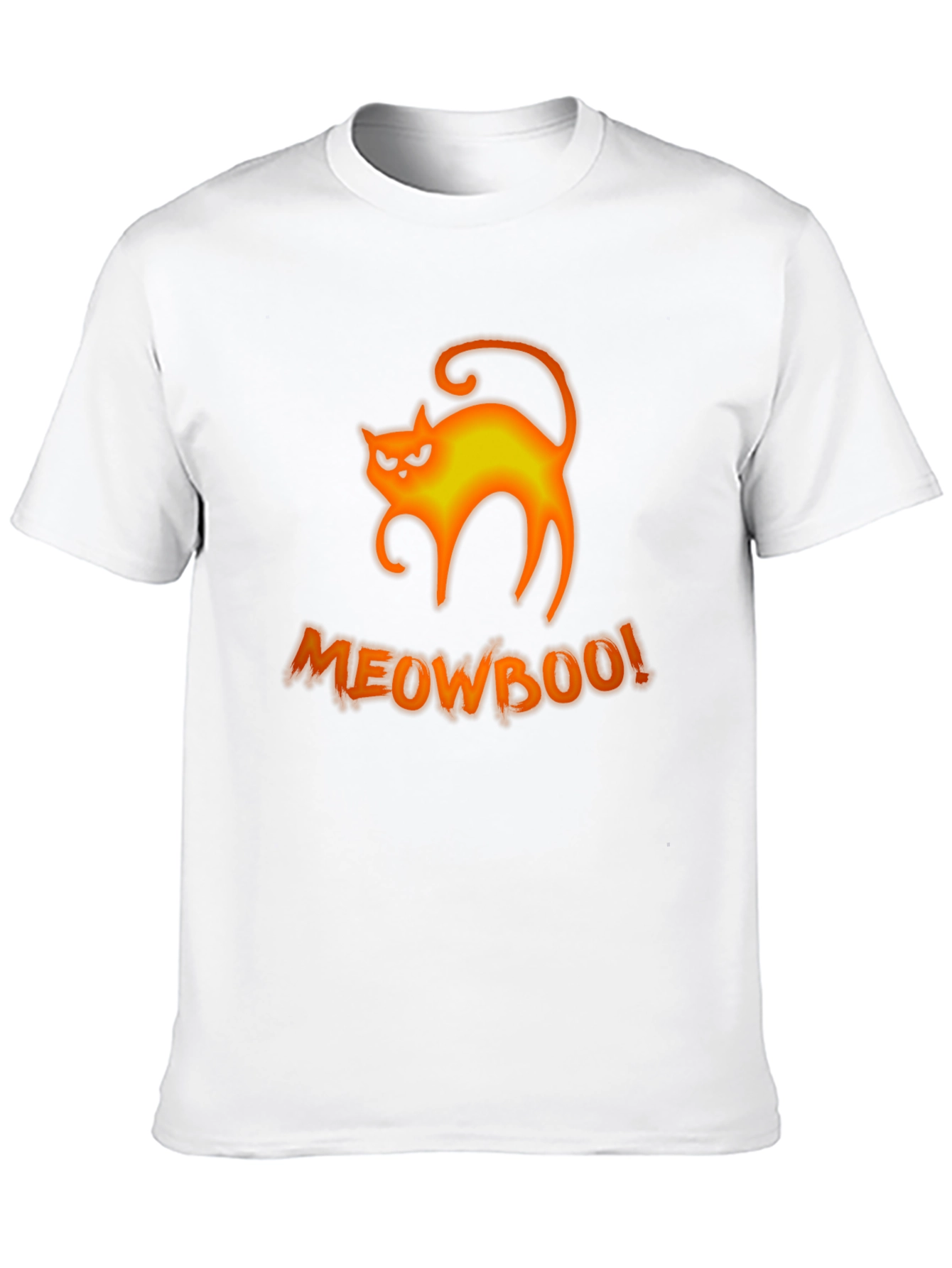 Halloween MeowBoo Cat Graphic Black T-Shirt