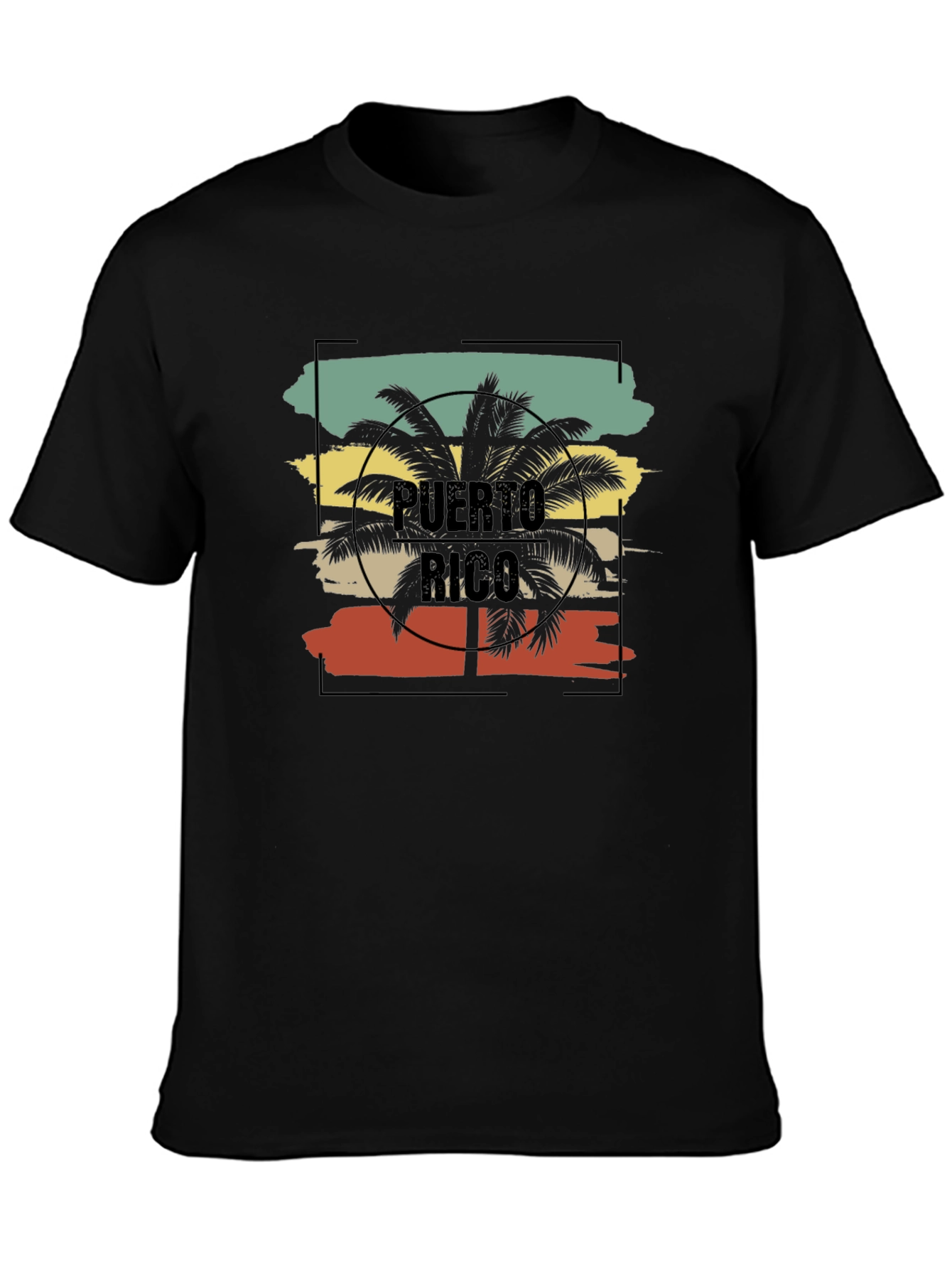 Puerto Rico Retro Palm Tree Graphic T-Shirt
