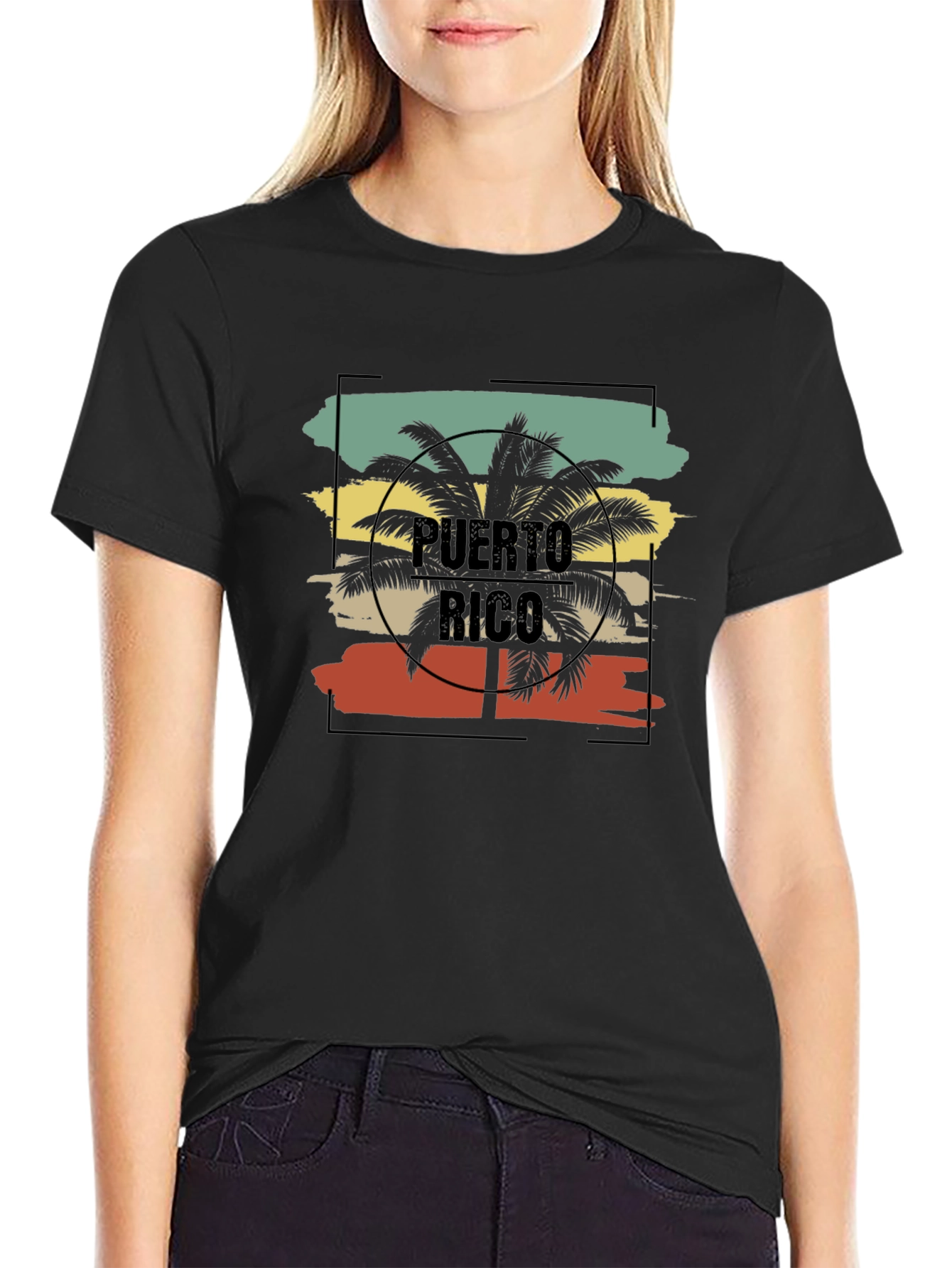 Puerto Rico Retro Palm Tree Graphic T-Shirt