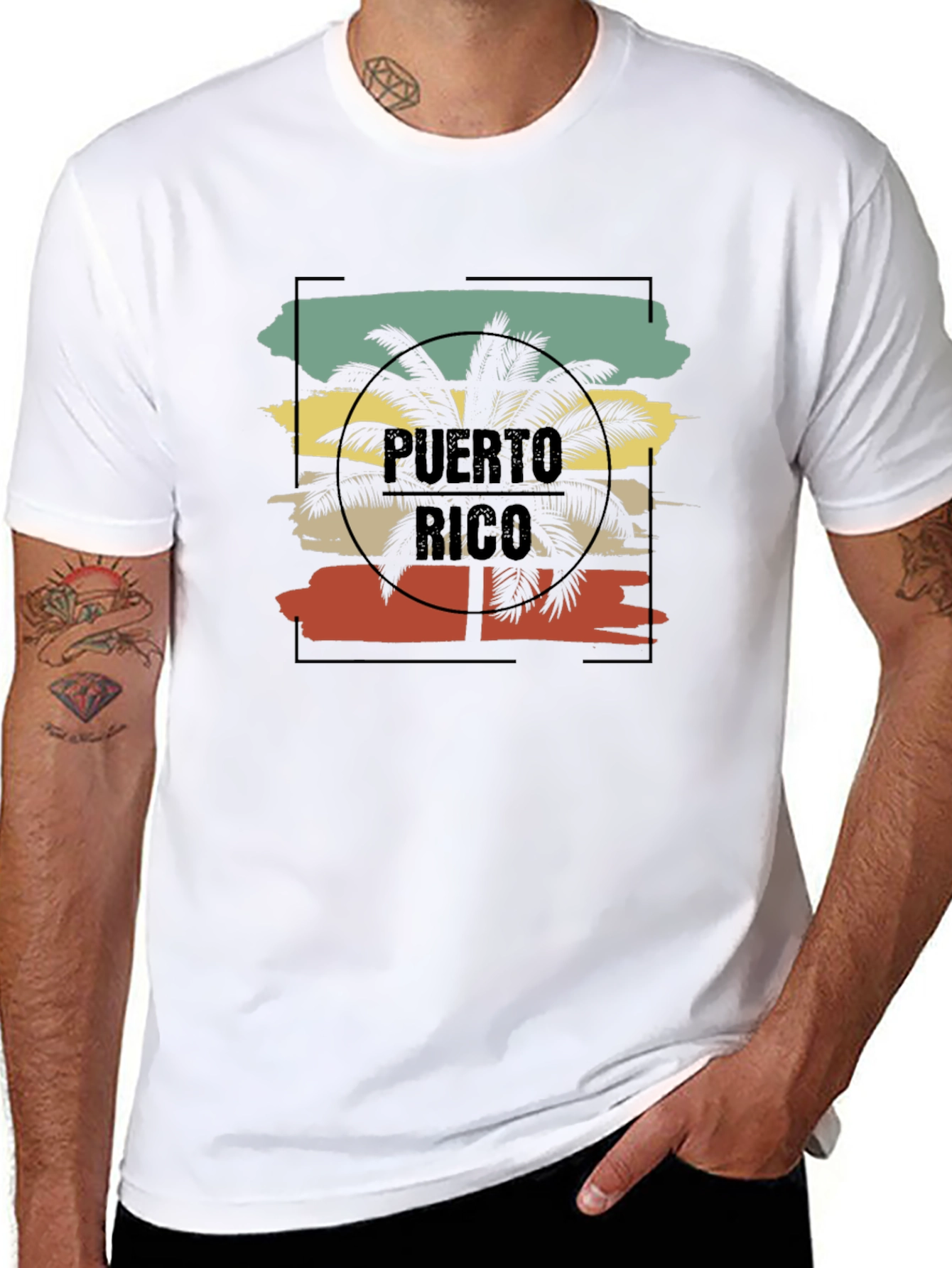 Puerto Rico Retro Palm Tree Graphic T-Shirt