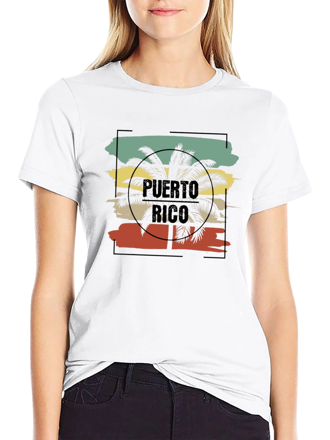 Puerto Rico Retro Palm Tree Graphic T-Shirt