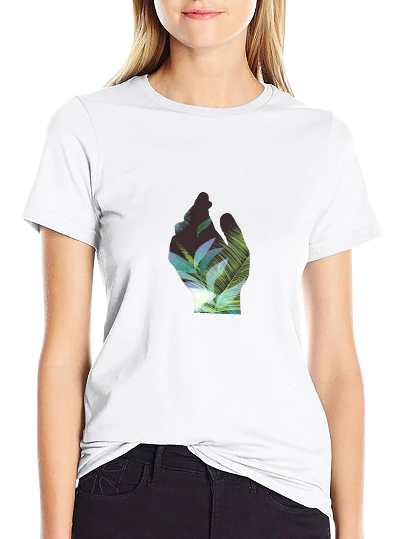 Tropical Hand Graphic Black T-Shirt