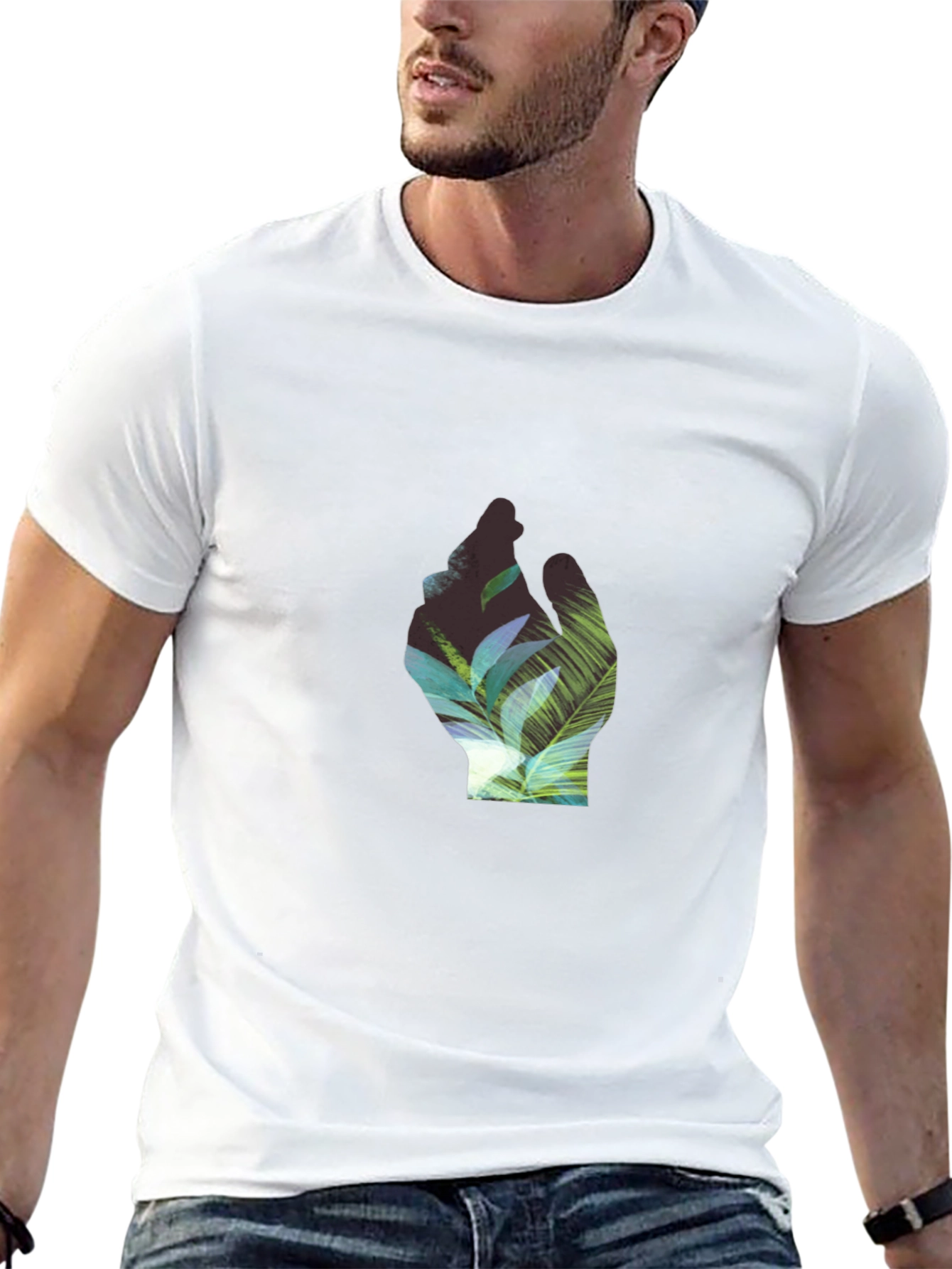 Tropical Hand Graphic Black T-Shirt