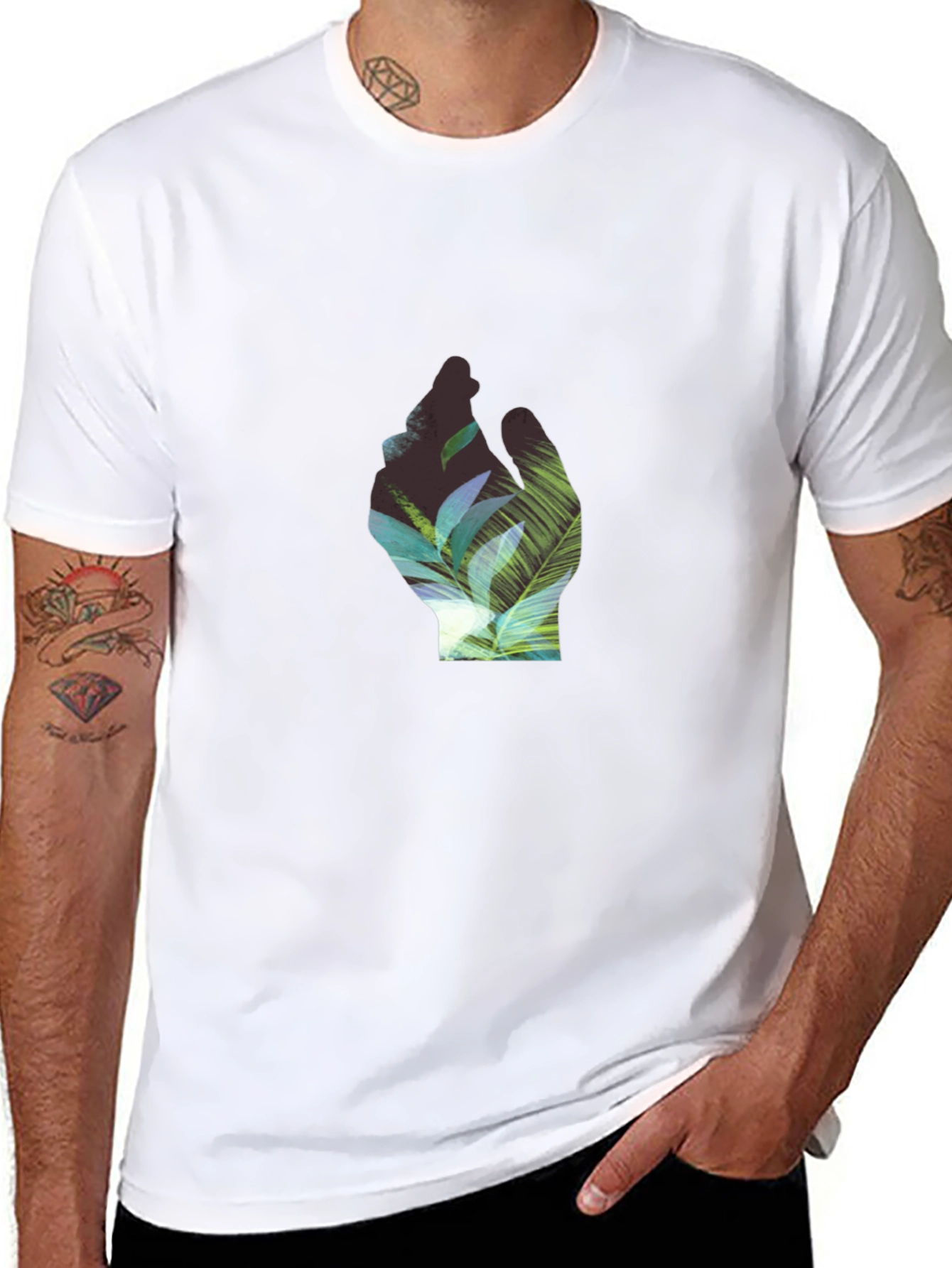 Tropical Hand Graphic Black T-Shirt