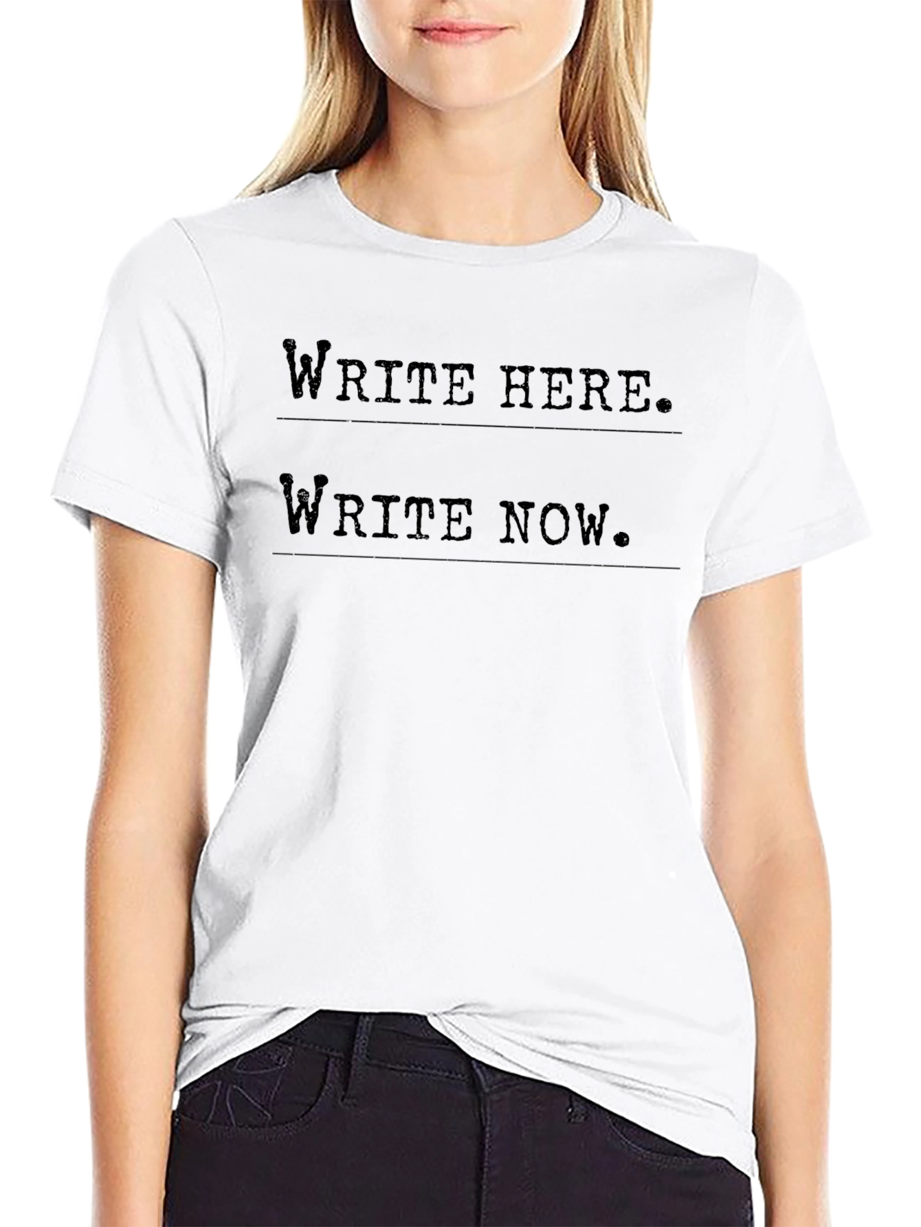 Write Here. Write Now. Black Graphic Tee
