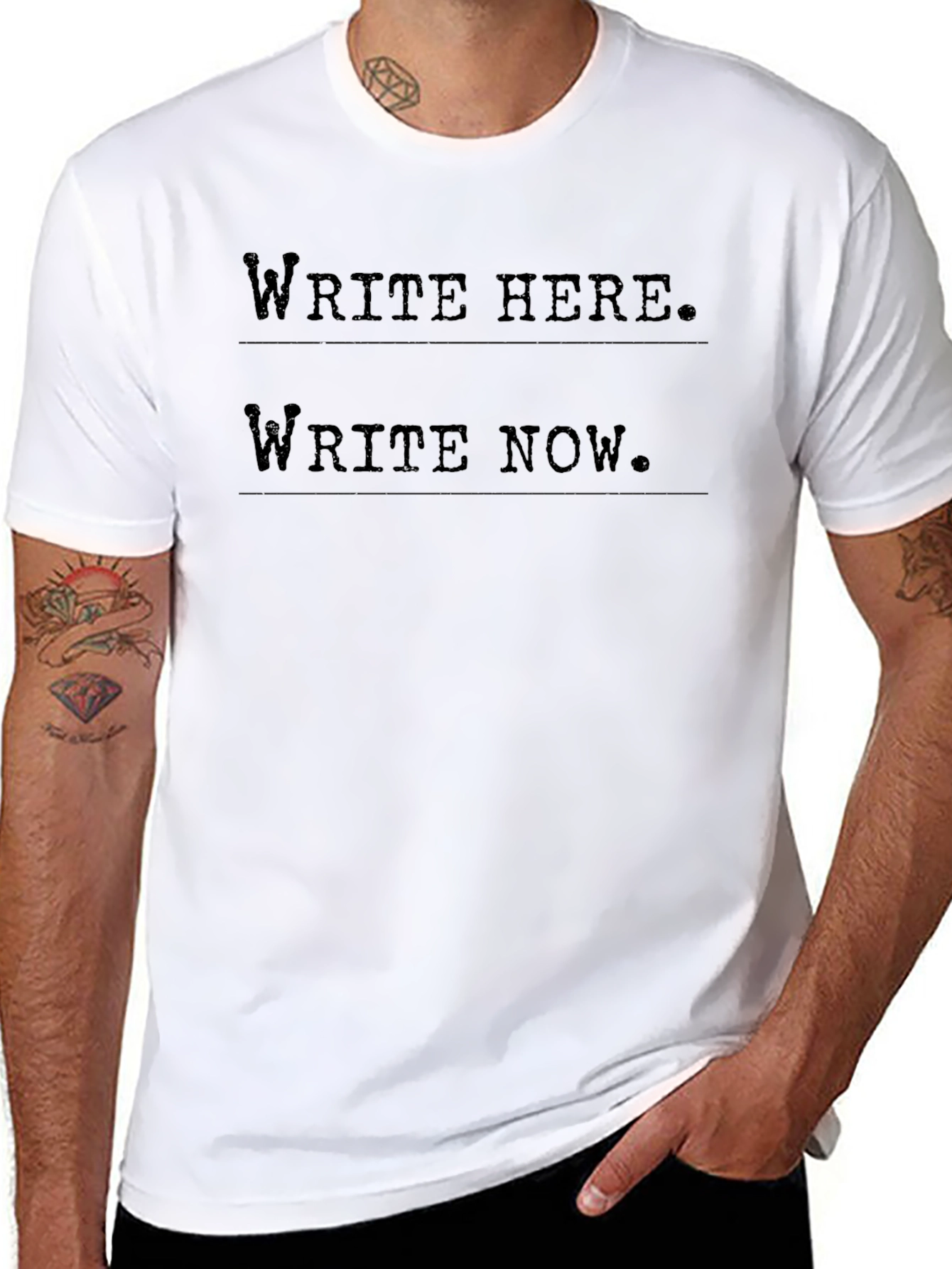 Write Here. Write Now. Black Graphic Tee
