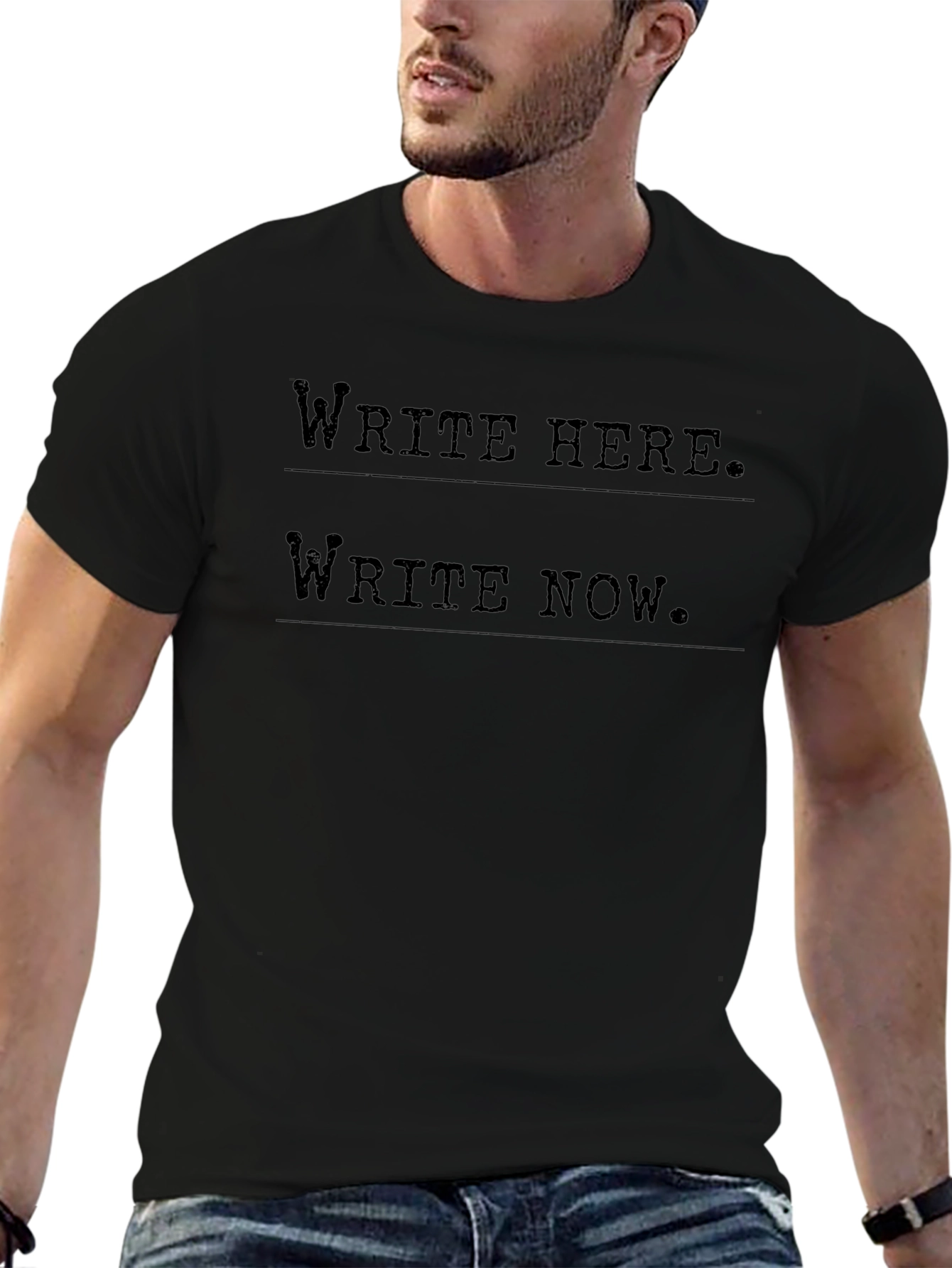 Write Here. Write Now. Black Graphic Tee