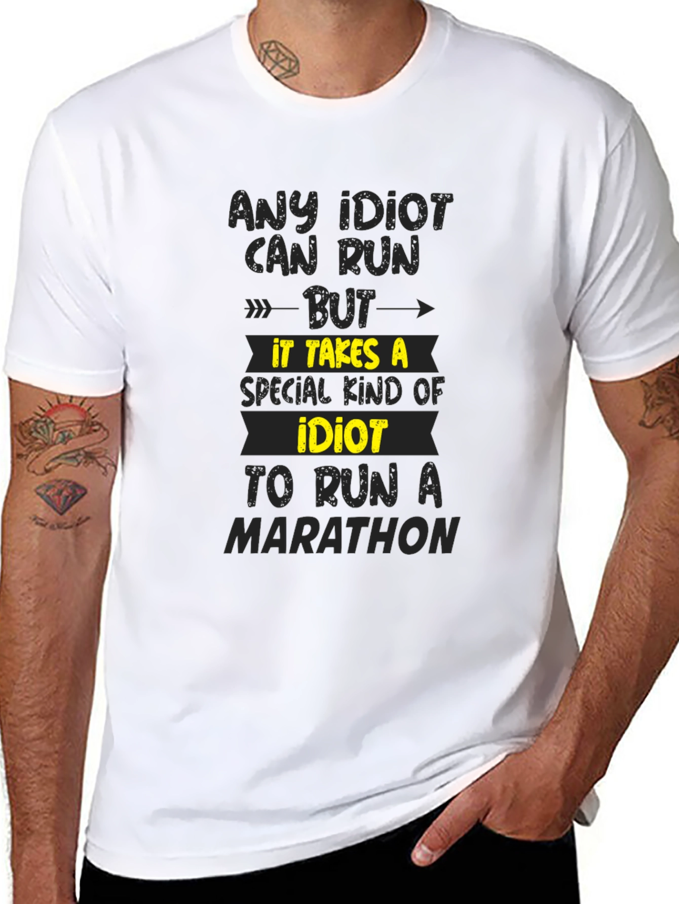 Idiot Marathon Runner T-Shirt - Funny Running Tee
