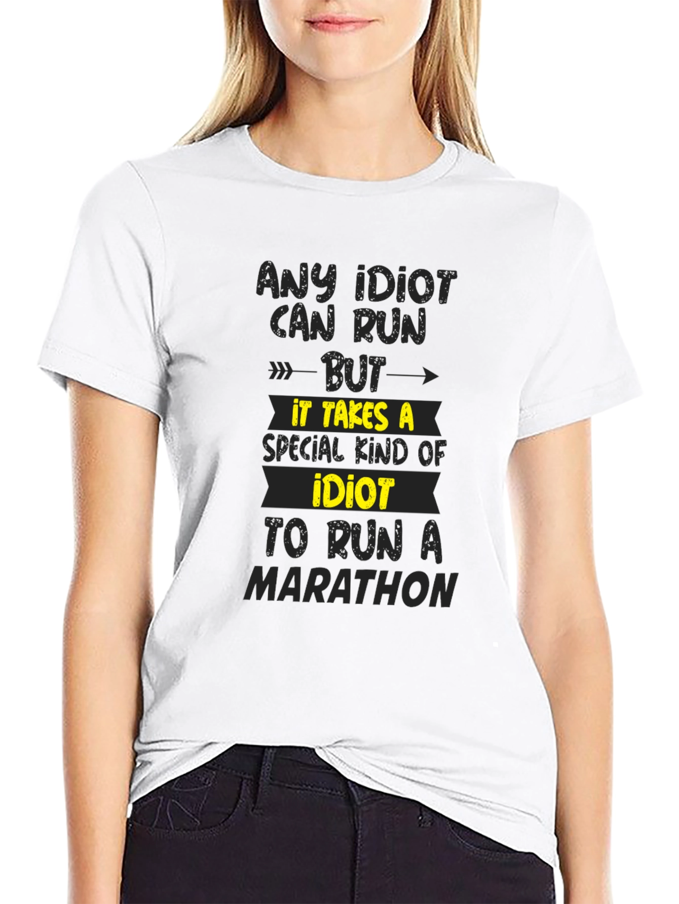 Idiot Marathon Runner T-Shirt - Funny Running Tee