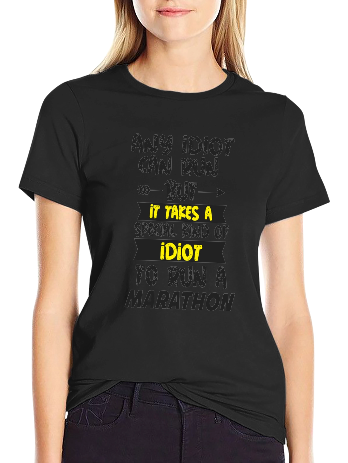 Idiot Marathon Runner T-Shirt - Funny Running Tee