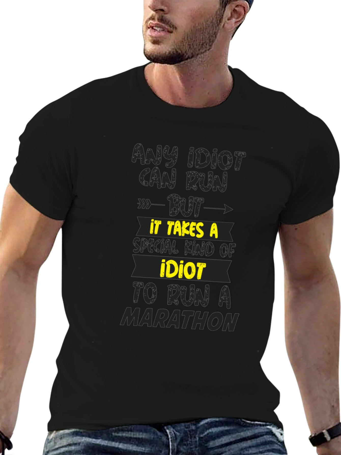 Idiot Marathon Runner T-Shirt - Funny Running Tee