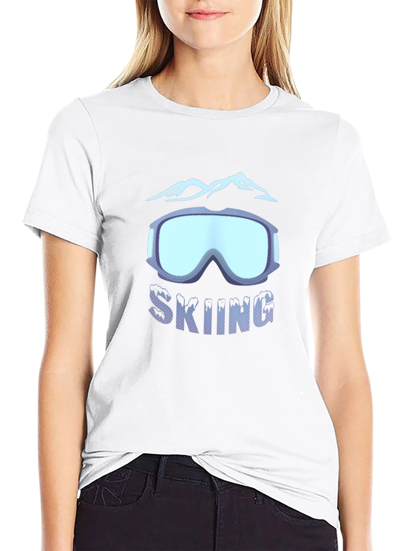 Skiing Goggles & Mountain Graphic Tee - Black
