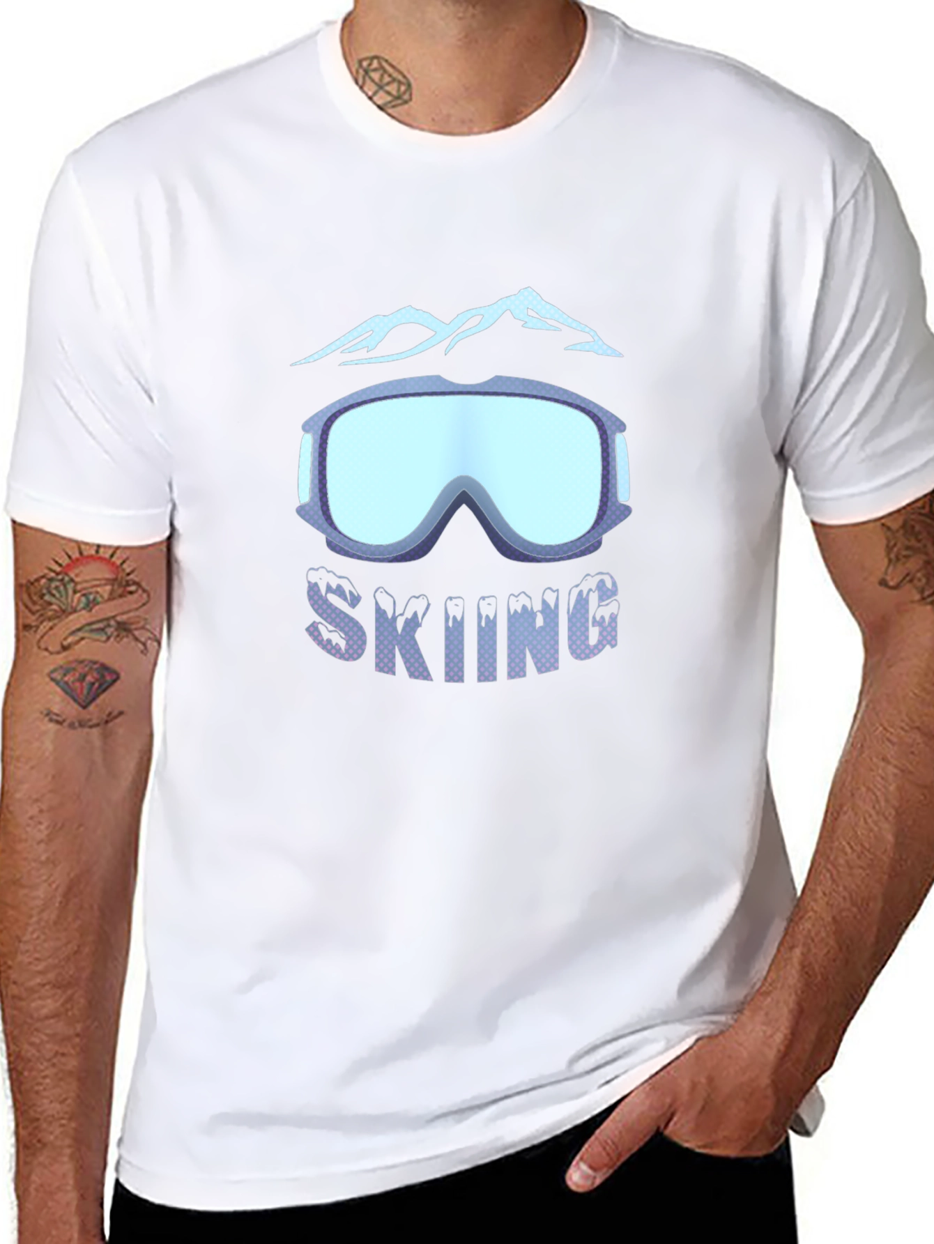 Skiing Goggles & Mountain Graphic Tee - Black