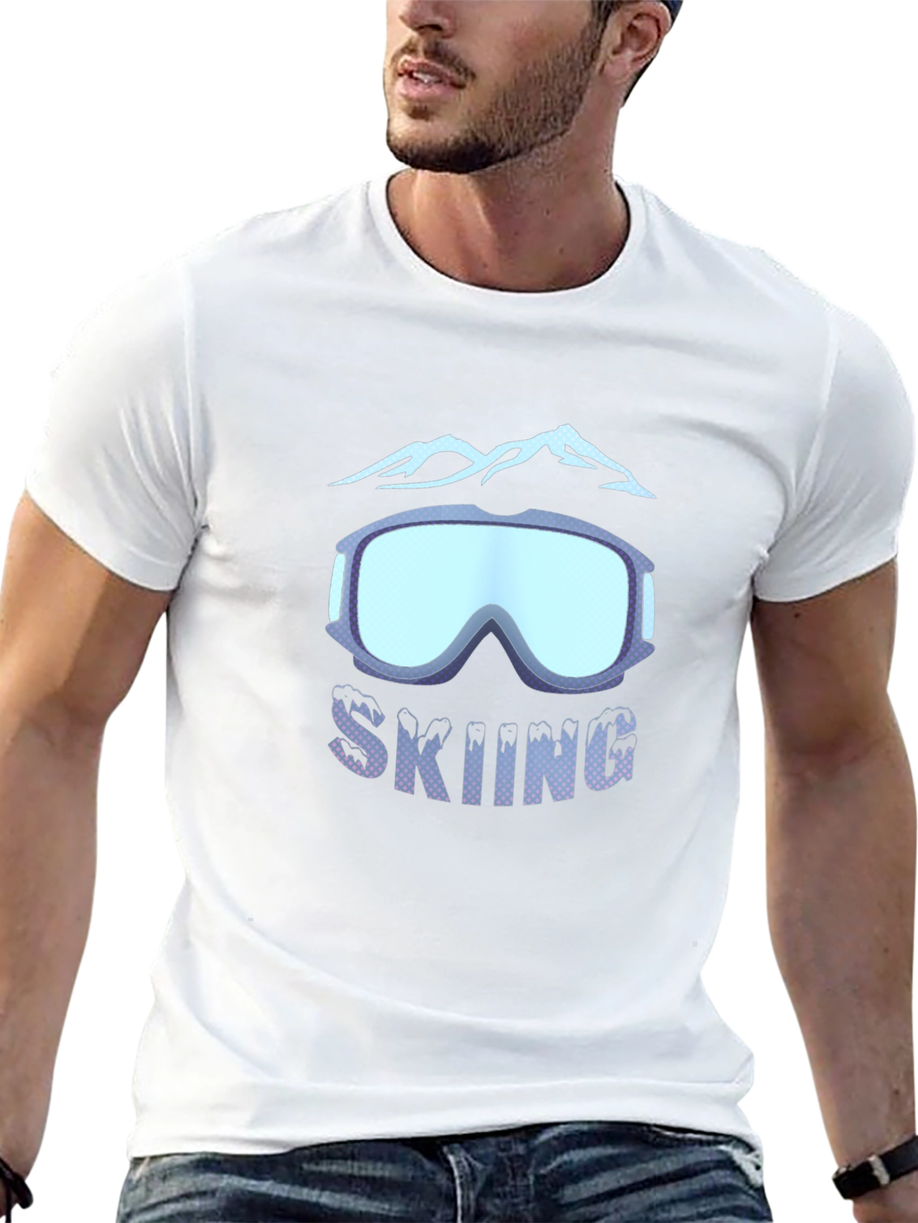Skiing Goggles & Mountain Graphic Tee - Black