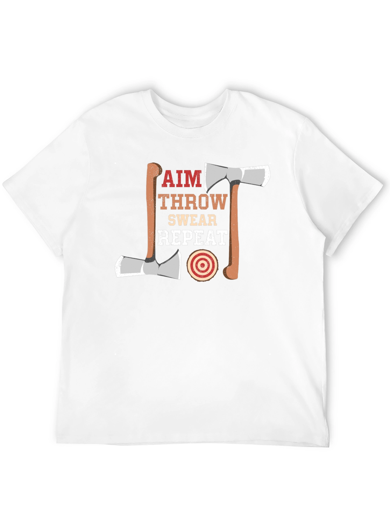 Axe Throwing Aim Swear Repeat Black T-Shirt