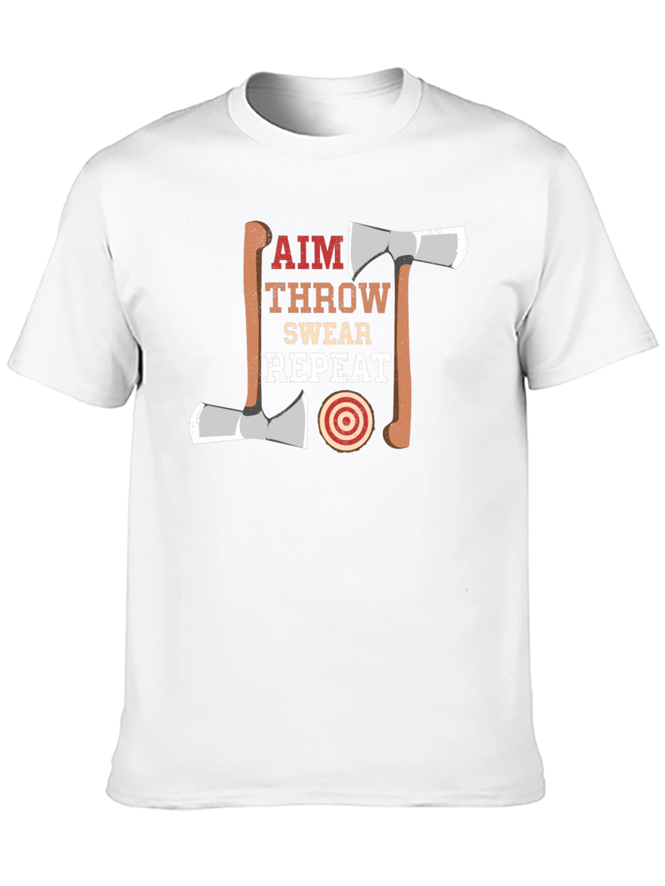 Axe Throwing Aim Swear Repeat Black T-Shirt