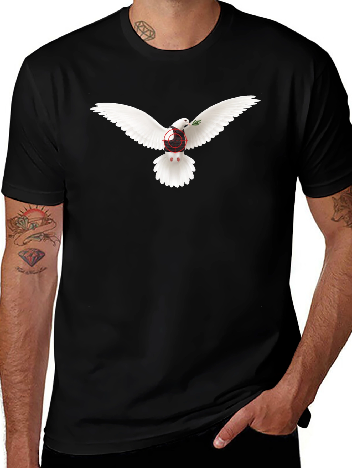 Dove Peace T-Shirt - Target Design - Black