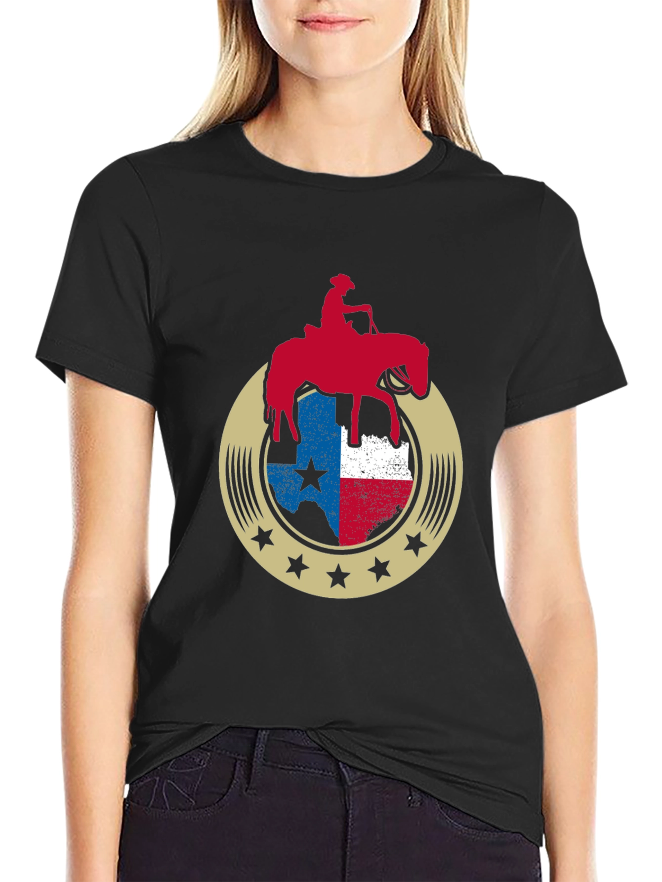 Texas Pride Horse Rider Graphic Tee - Black