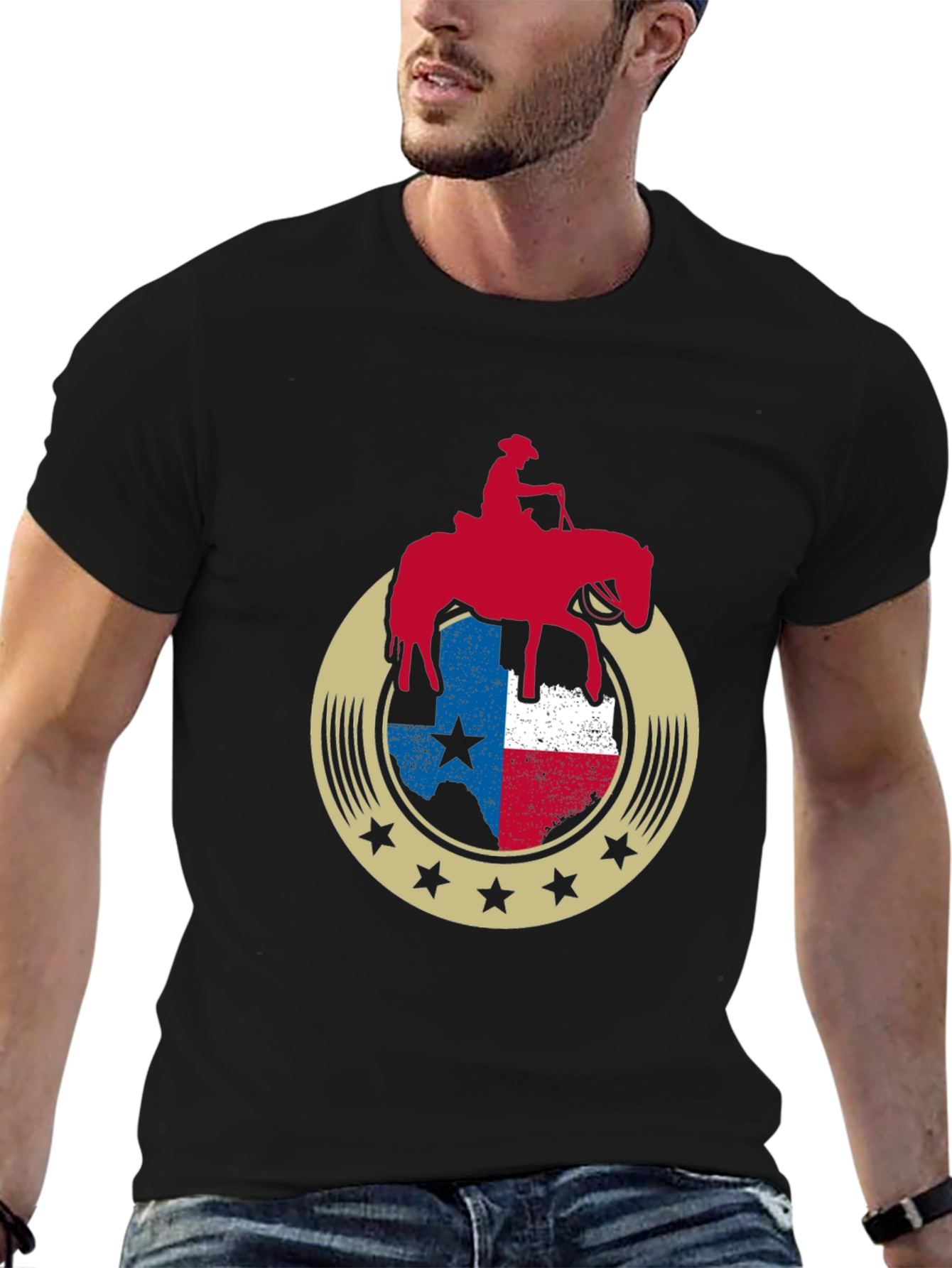 Texas Pride Horse Rider Graphic Tee - Black