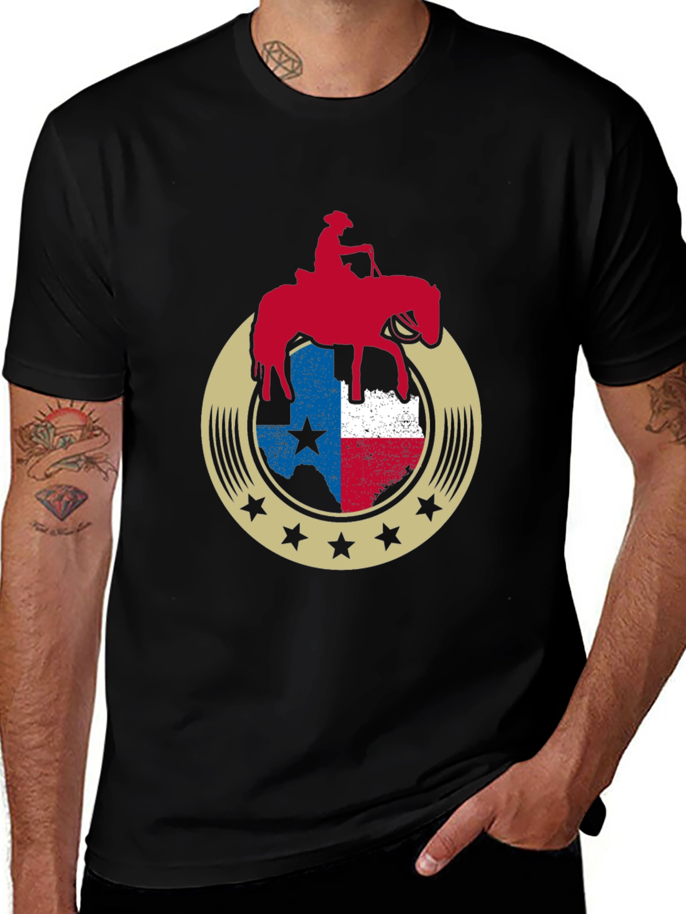 Texas Pride Horse Rider Graphic Tee - Black