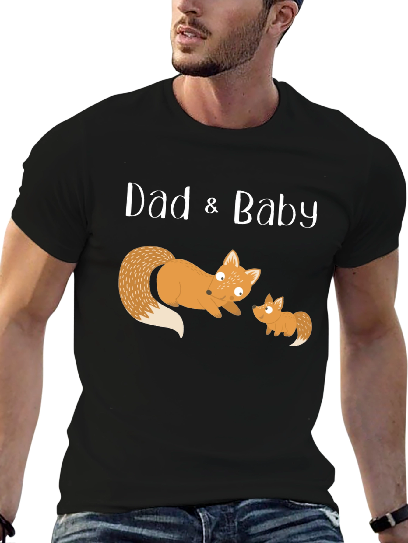 Dad & Baby Fox Matching T-Shirt - Black