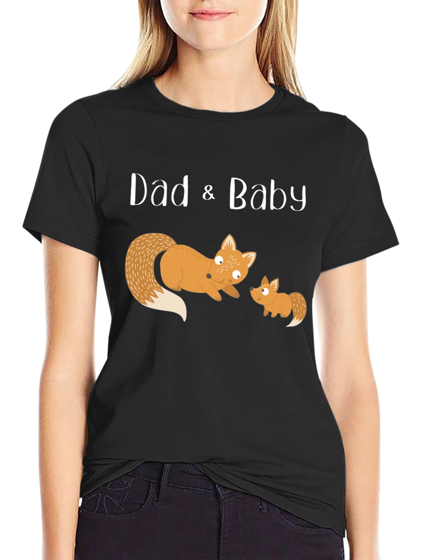 Dad & Baby Fox Matching T-Shirt - Black