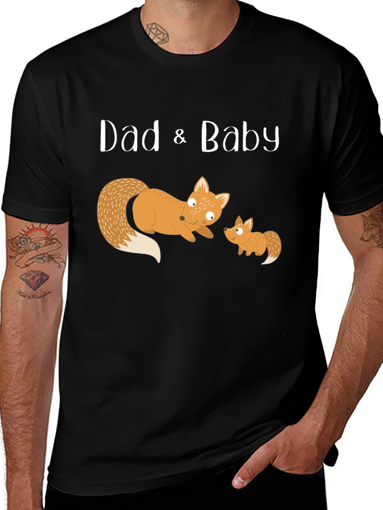 Dad & Baby Fox Matching T-Shirt - Black