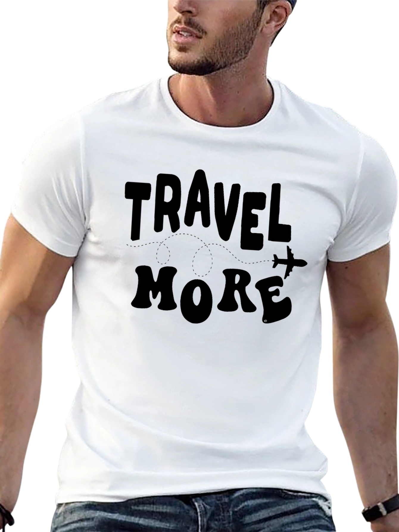 Travel More Graphic Tee - Black Cotton T-Shirt