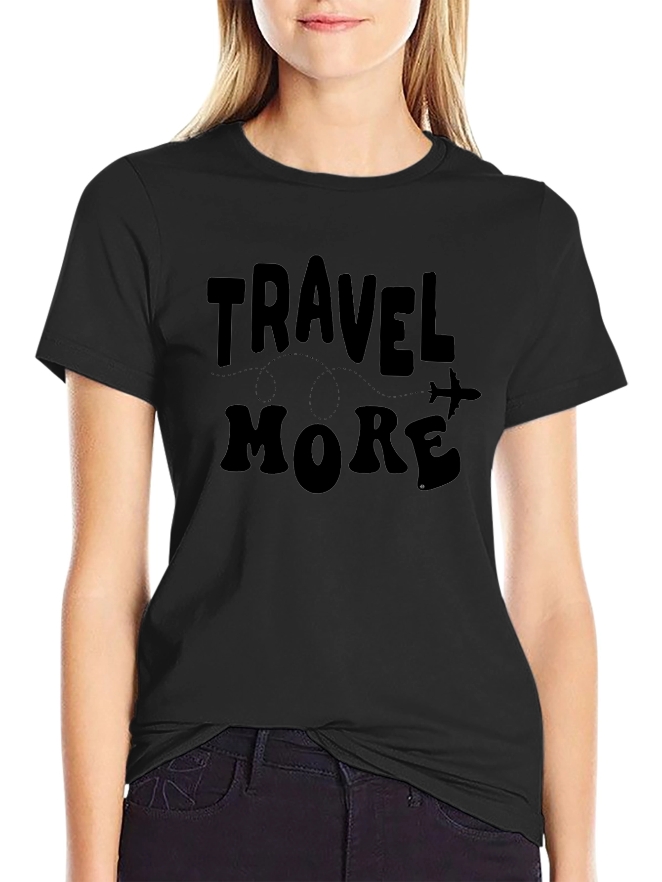 Travel More Graphic Tee - Black Cotton T-Shirt
