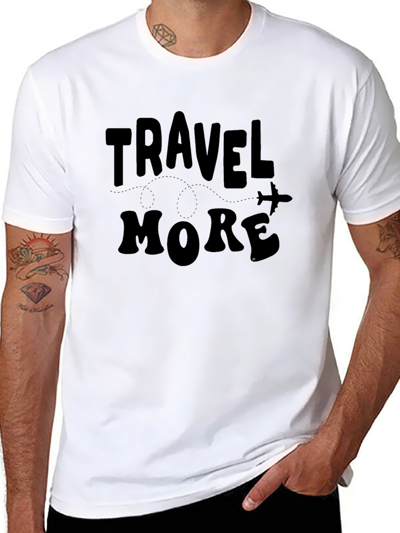 Travel More Graphic Tee - Black Cotton T-Shirt