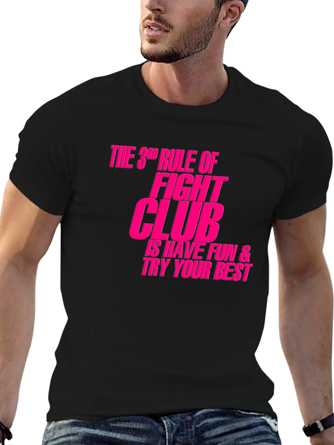 Fight Club Rule 3 T-Shirt - Pink Graphic Tee