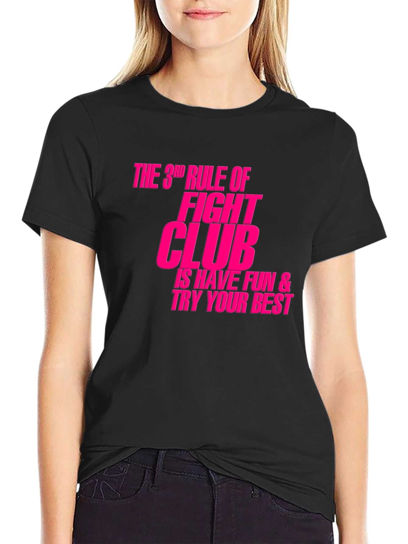 Fight Club Rule 3 T-Shirt - Pink Graphic Tee