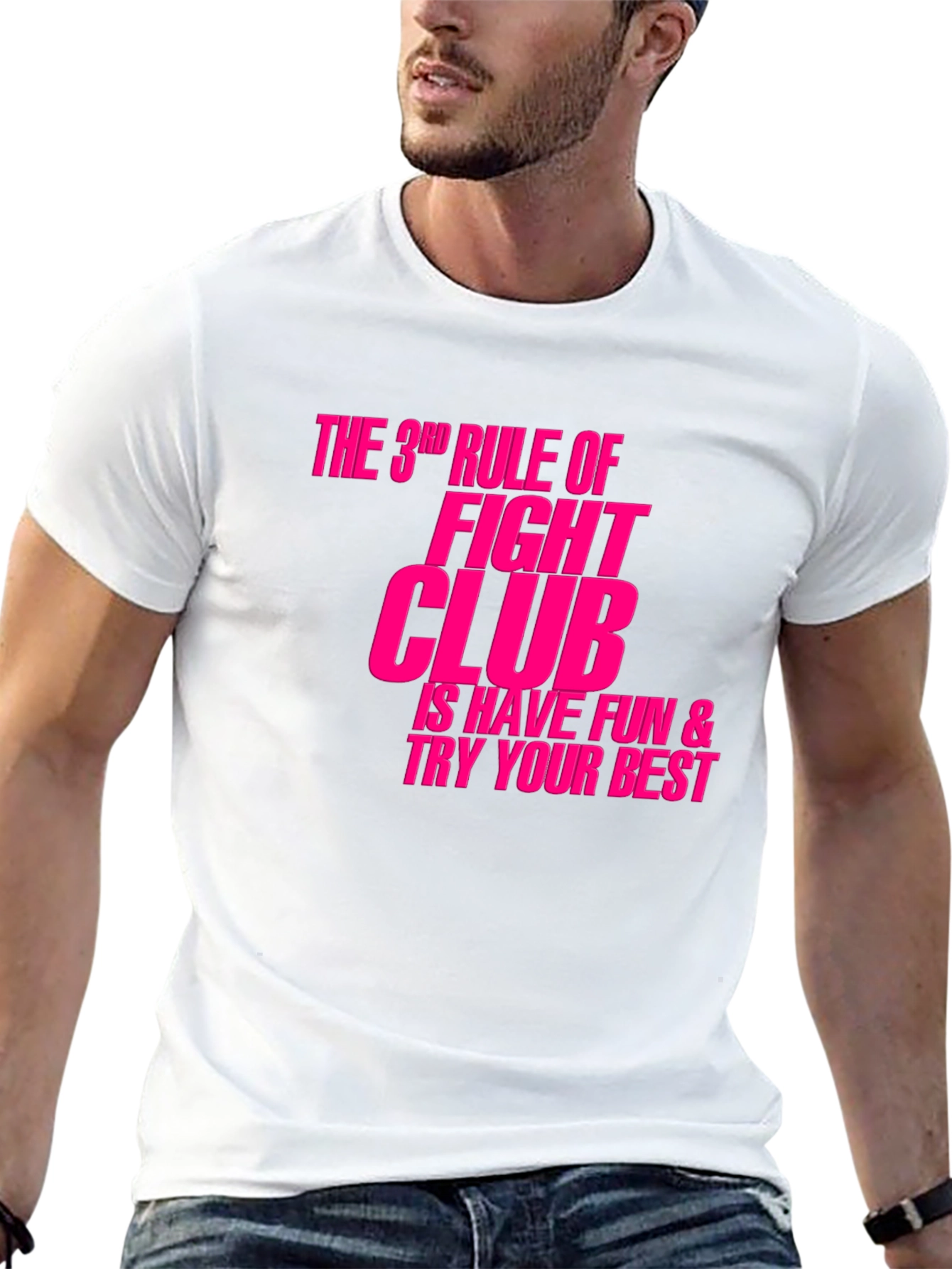 Fight Club Rule 3 T-Shirt - Pink Graphic Tee