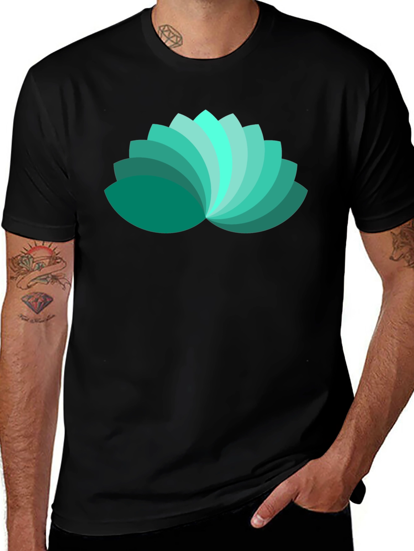 Lotus Petal Graphic Black T-Shirt
