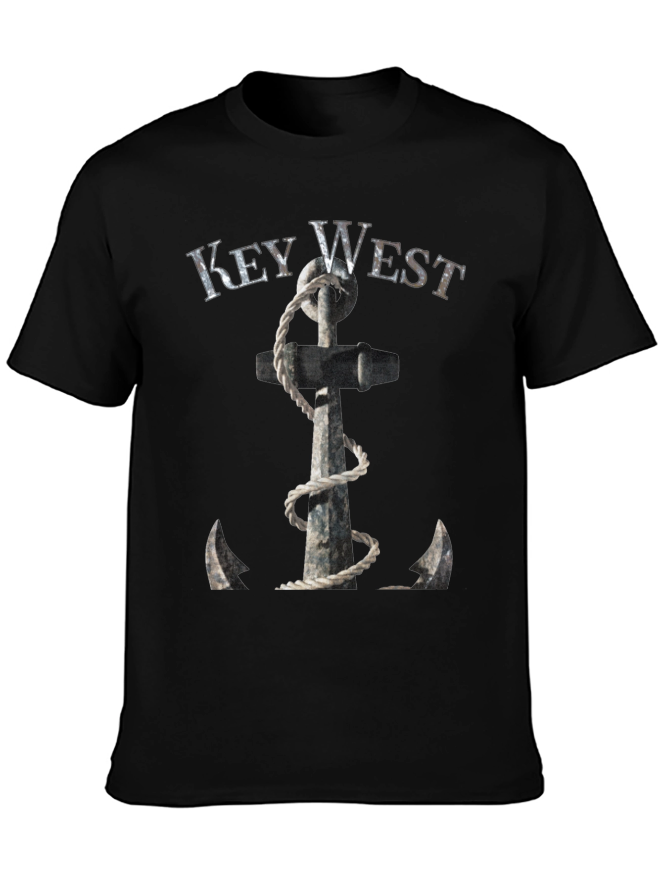 Key West Anchor Graphic Tee - Black Cotton