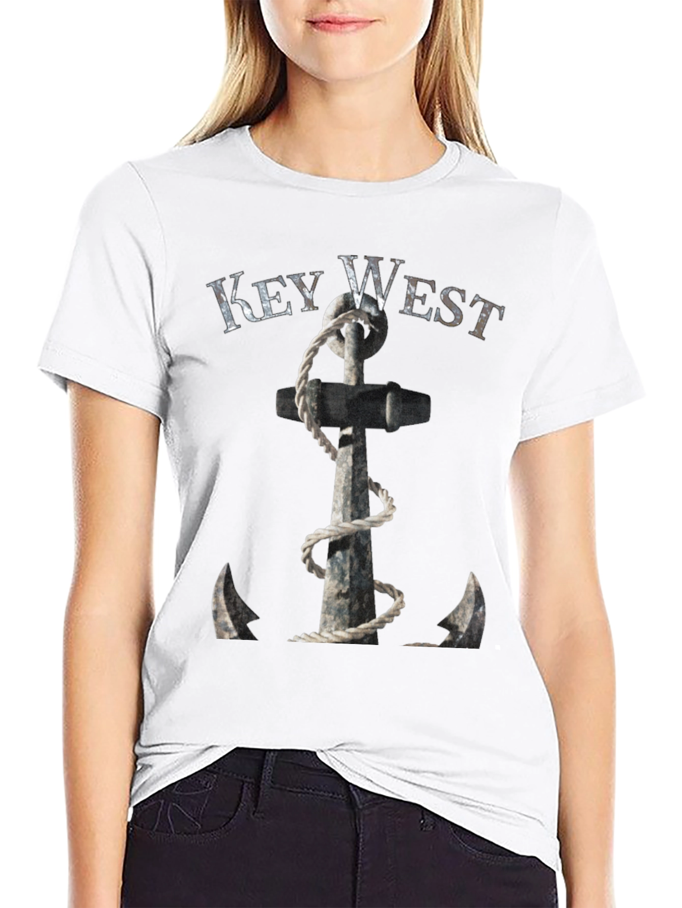 Key West Anchor Graphic Tee - Black Cotton